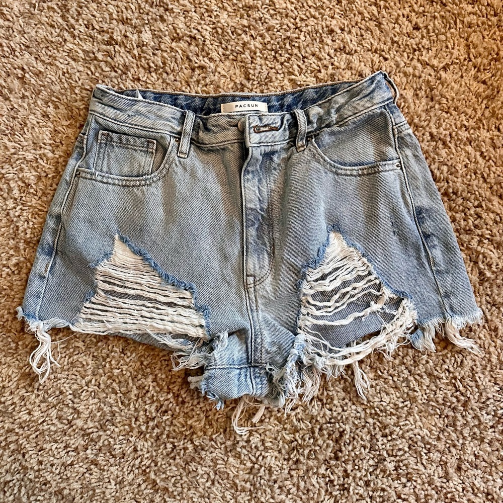 PacSun Blue Jean Shorts with Distressed Design